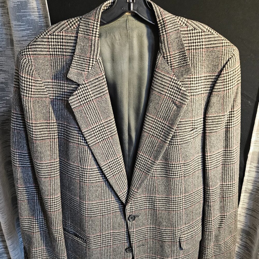 Vintage Garrison Park Sport Coat Mens 44 Houndstooth Camel Hair